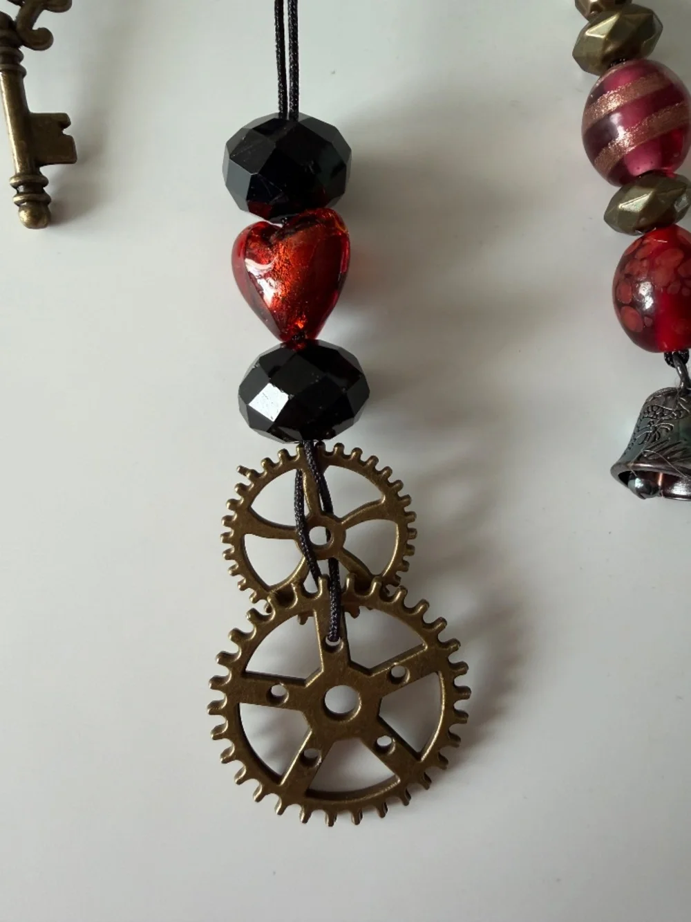 Witchy, SteamPunk Wall Art Dragon, Gears, Bells, Keys Half Moon Shape